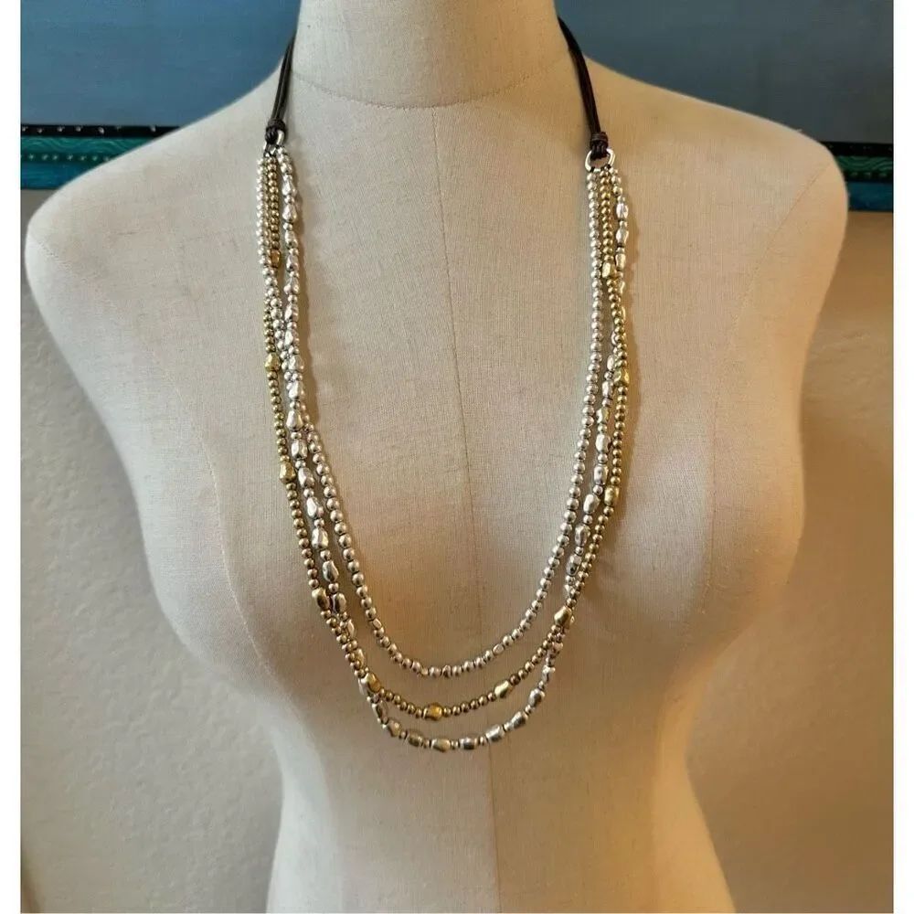 Lucky Brand gold and silver tone 3 strand necklace